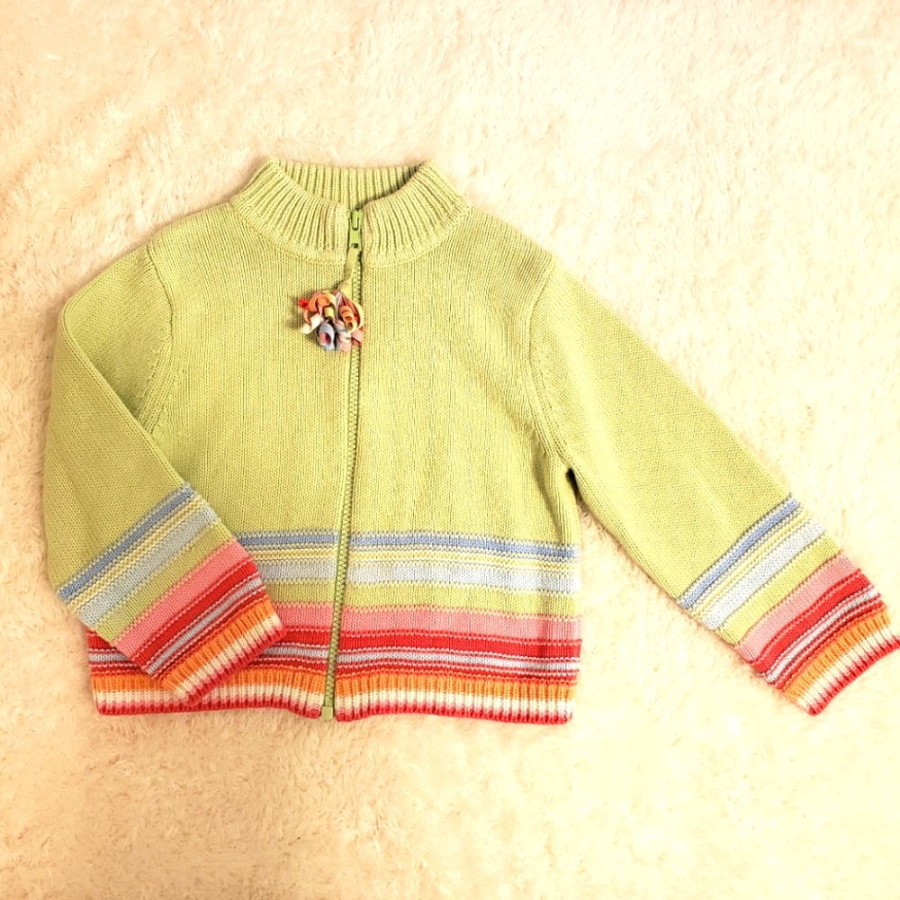 Gymboree green and blue zip up sweater, 4